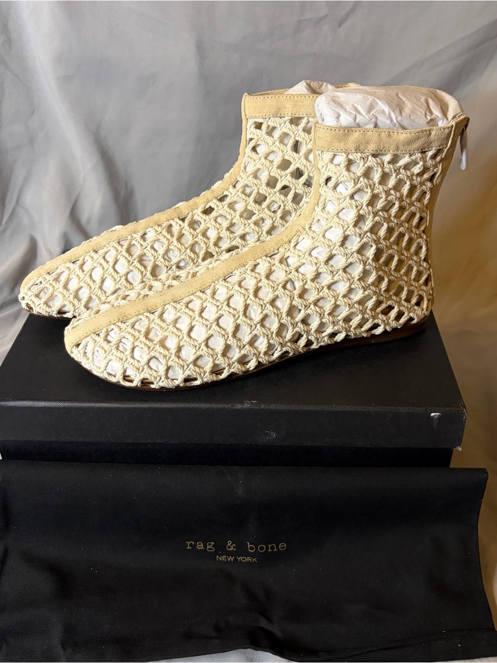 rag & bone Cream Crochet Ankle Booties